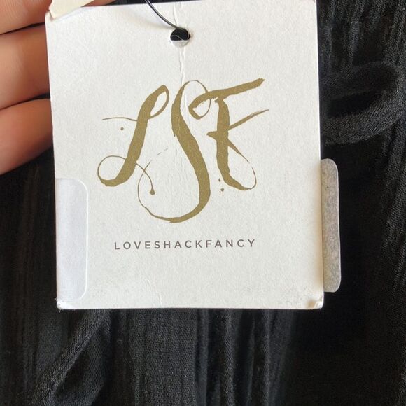 Love Shack Fancy • Black Cotton Crepe Gypsy Top Tassles Size 0 - Picture 2 of 6